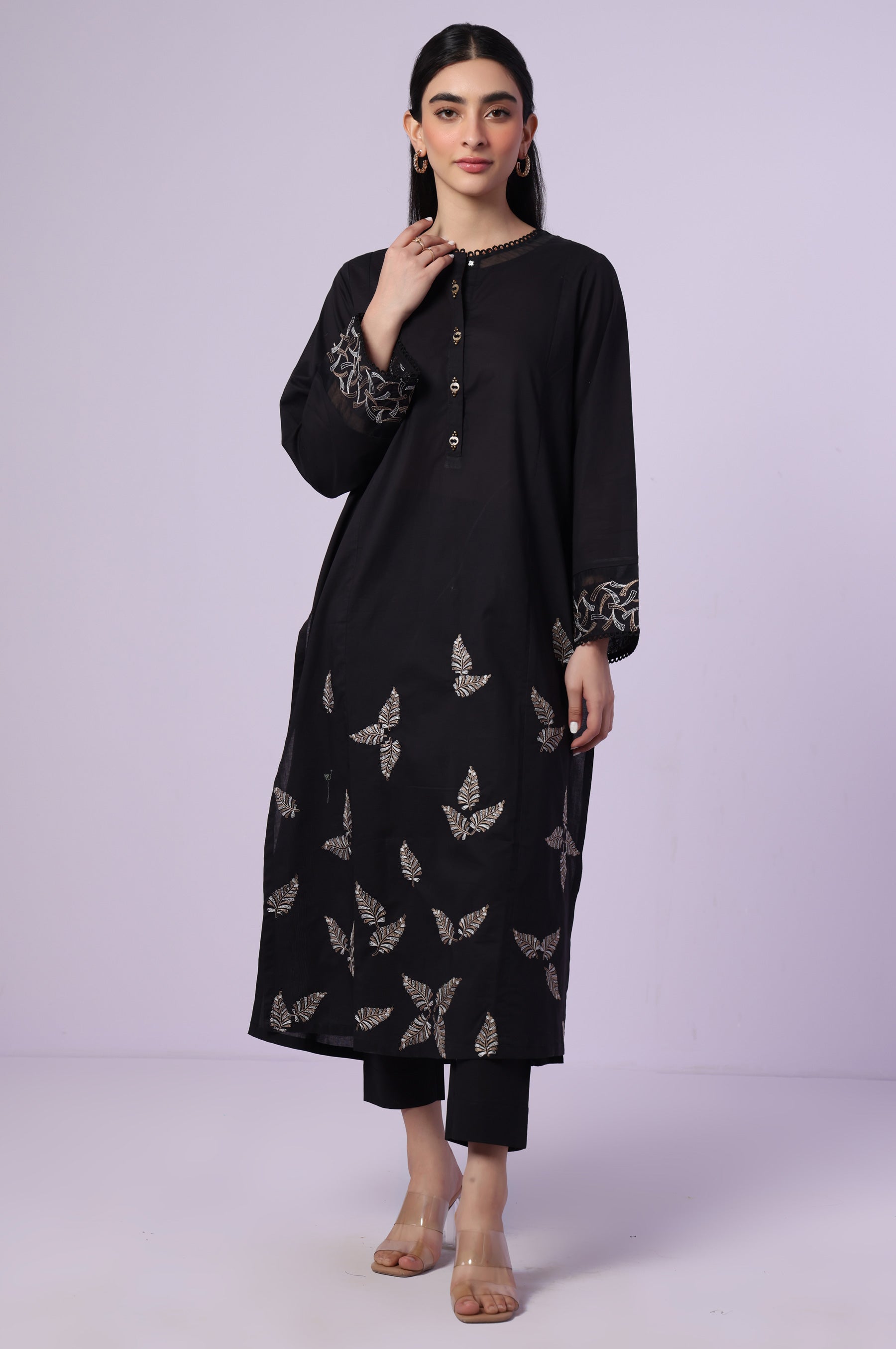 Stitched 2 Piece Embroidered Cambric Suit